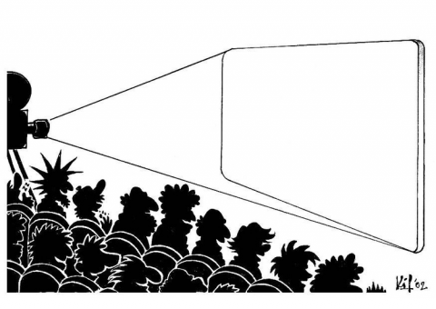 Tecknad filmduk och filmprojektor