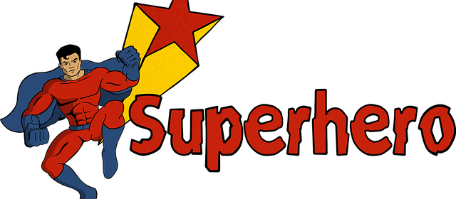 En superhjälte och stjärna bredvid texten superheros.